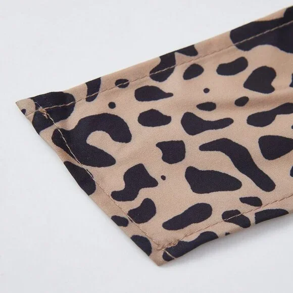 Khaki Casual Women's Leopard Print Twist Knot Mini Skirt - Picture 7 of 8